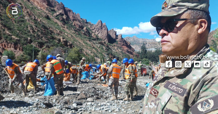 Desplazan más de 800 militares para limpieza y armado de gaviones tras intensa lluvia en La Paz