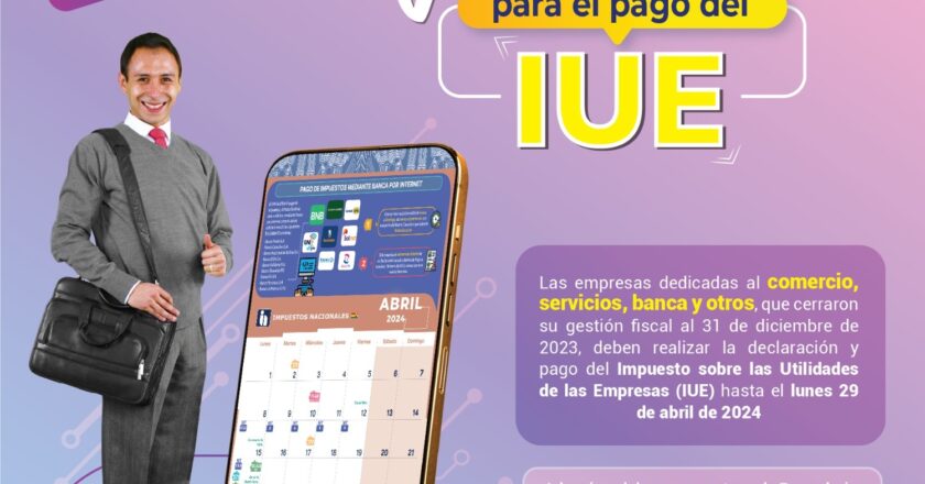 Pago del IUE vence este 29 de abril para comercio, seguros, banca y otras actividades