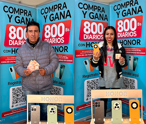 Ya son más de 90 felices ganadores en el sorteo “Compra y Gana 800 Bs Diarios con HONOR”