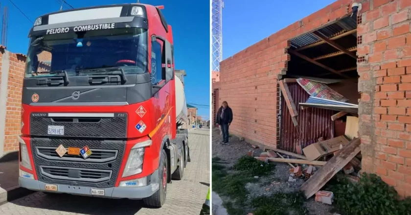 El Alto: Personas en estado de ebriedad chocan camión cisterna contra una casa y arremeten contra policías